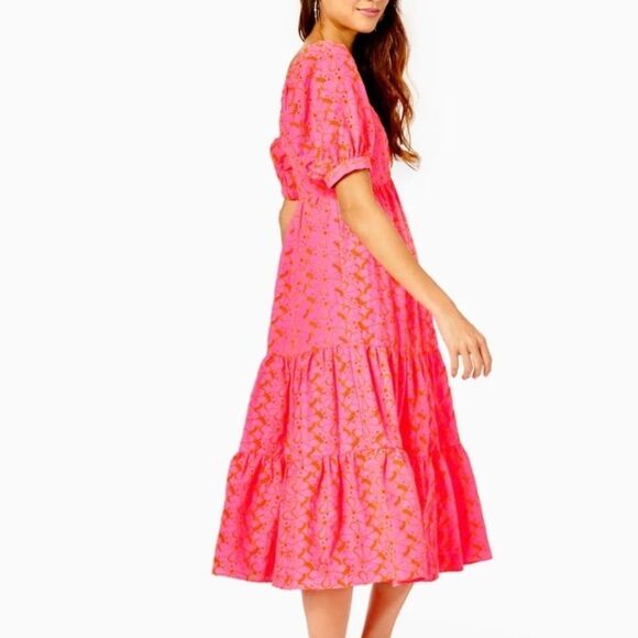 Lilly Pulitzer Kina Babydoll Eyelet Midi Dress - Picture 2 of 9